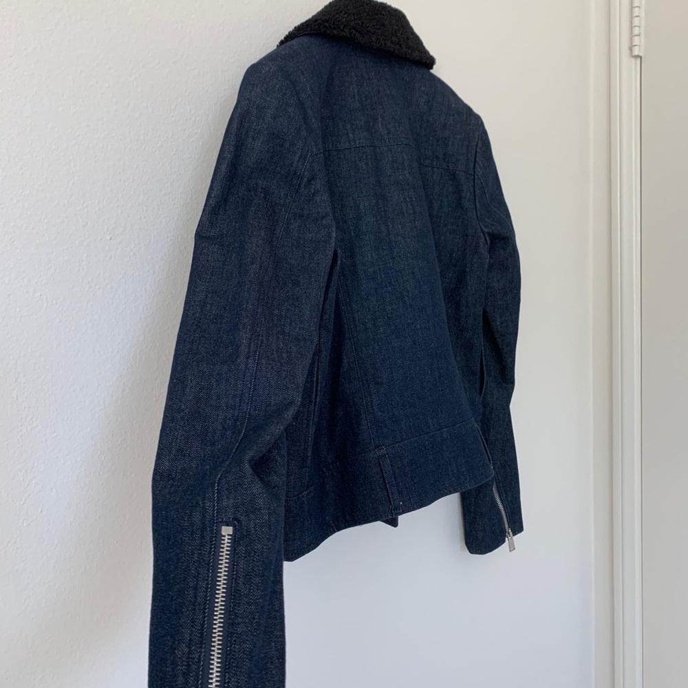 7 For All Mankind Denim Shearling Moto Jacket - Picture 8 of 11